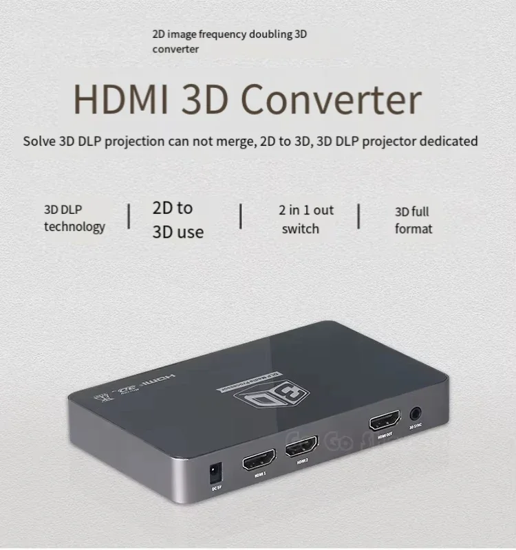 Title3: Home Audio Video 2D To 3D Signal Conversion Device DLP Projection Frequency Multiplier 720P@120Hz 3D Format Converter