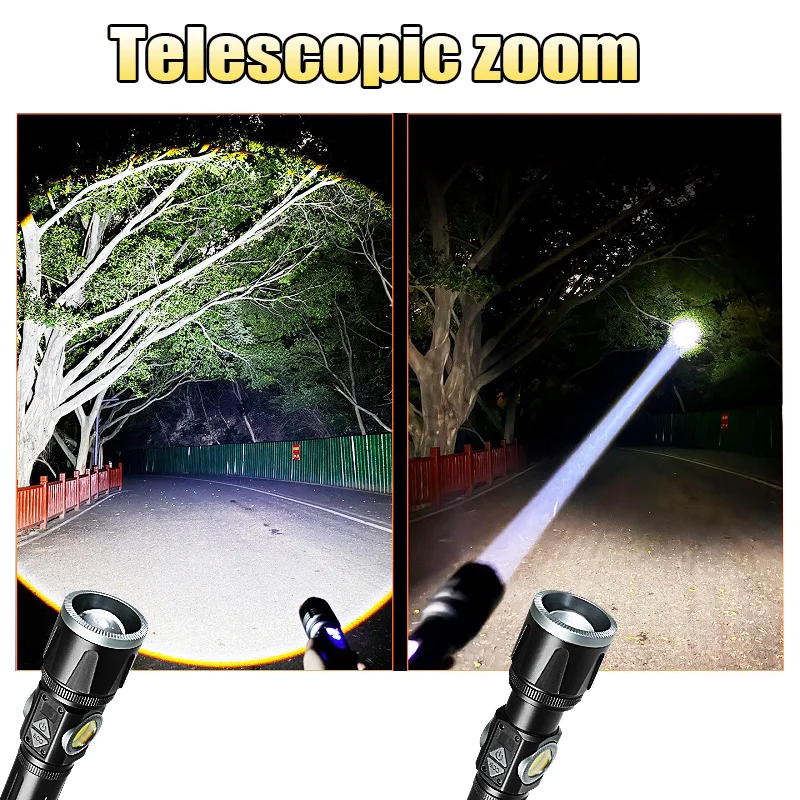 الأكثر سطوع 800WLED + COB مصباح يدوي USB مصباح يدوي قابل لإعادة الشحن طلقة طويلة الصيد الشعلة 12000000LM السوبر مشرق مقاوم للماء الشعلة #3