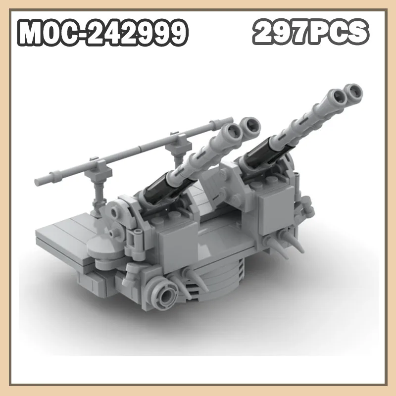

MOC-242999 Building Block War Series Naval Anti-aircraft System Assembly TankMilitary Artillery platform Creative Gift Toys 297P