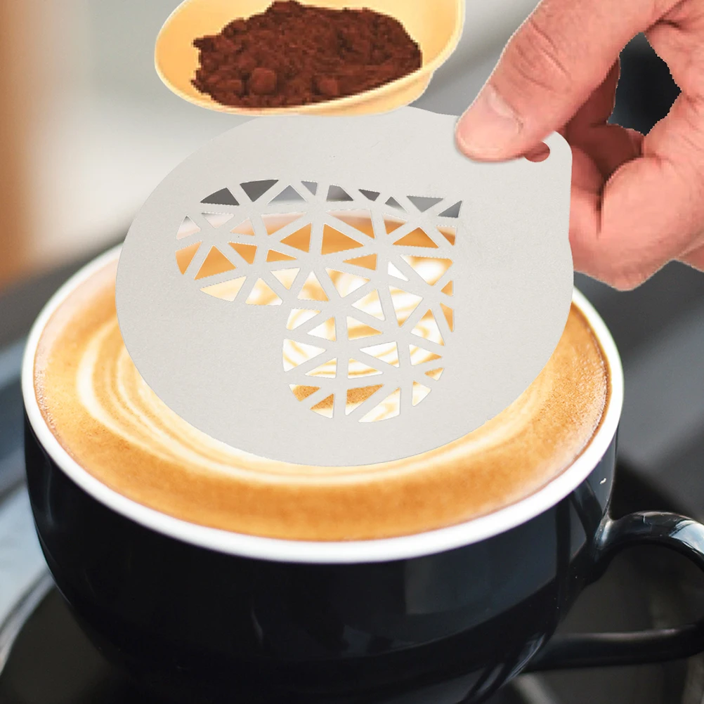 

6 Pcs Coffee Latte Art Stencils Stainless Steel Templates Tools Cappuccino Supplies Decorating Molds DIY Patterns Baking Cake