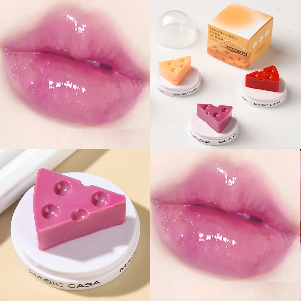 Cheese Shaped Lip Balm Temperature Control Color Change Moisturizing Lipstick Anti-Cracking Anti-Drying Hydration Lip Care