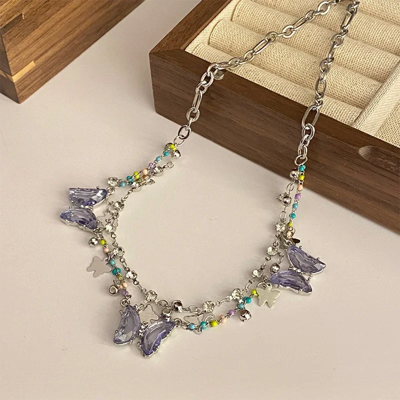 Y2K كاندي قلادة النساء الفتيات الحلو لطيف المختنق الملونة المنسوجة يدويا مطرز سلسلة الترقوة القصيرة #1