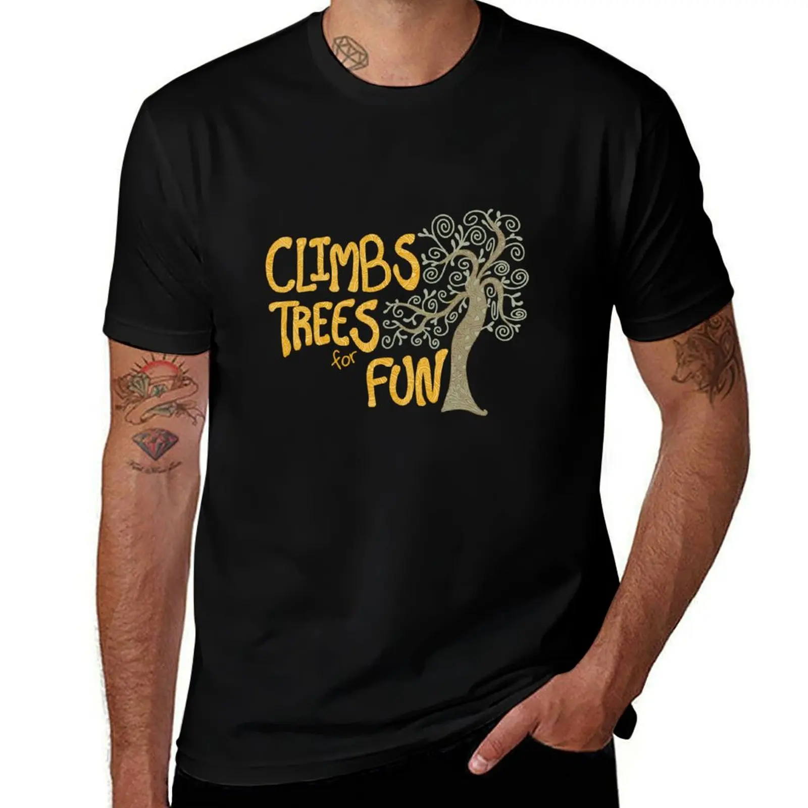 Climbs Trees for Fun Zentangle Nature Lover Adventure T-Shirt sublime anime quick drying black t-shirts for men