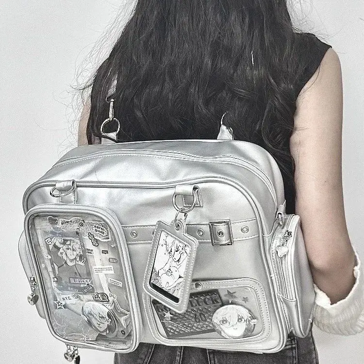 Harajuku Pin Puppe 20 cm Display Ita Tasche Frauen PU Leder Adrette Große Kapazität Schulter Tasche Damen Täglichen Umhängetasche chic – Detail 4
