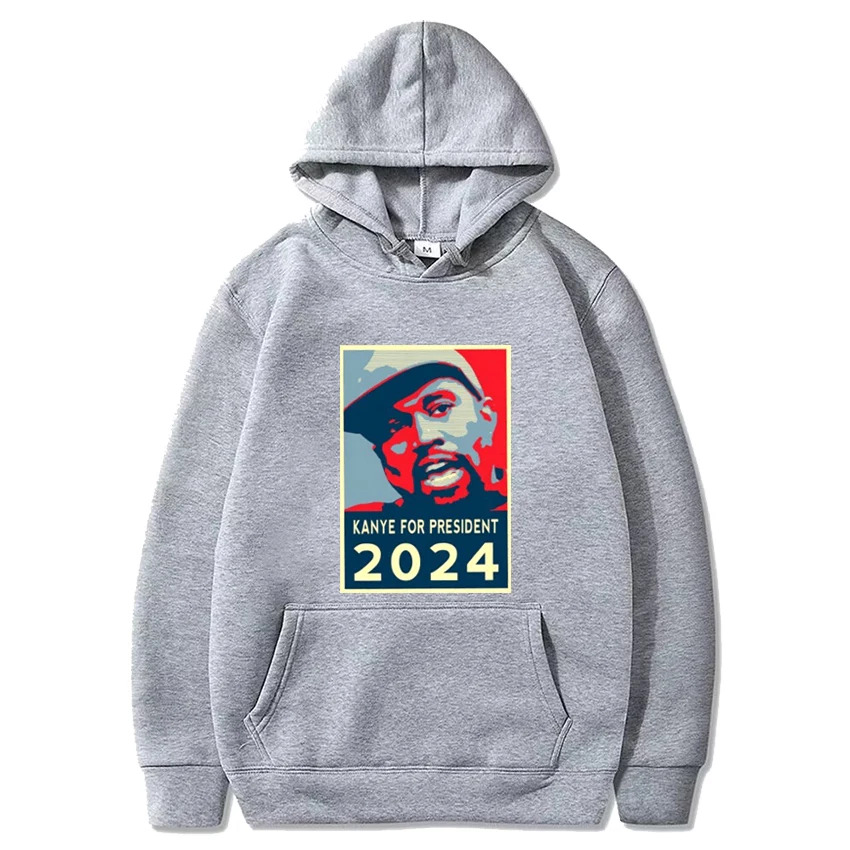 Kanye West für Präsident Grafik Hoodie Unisex Vintage Fleece Langarm Streetwear Männer Frauen Rap Hip Hop Sweatshirt Pullover