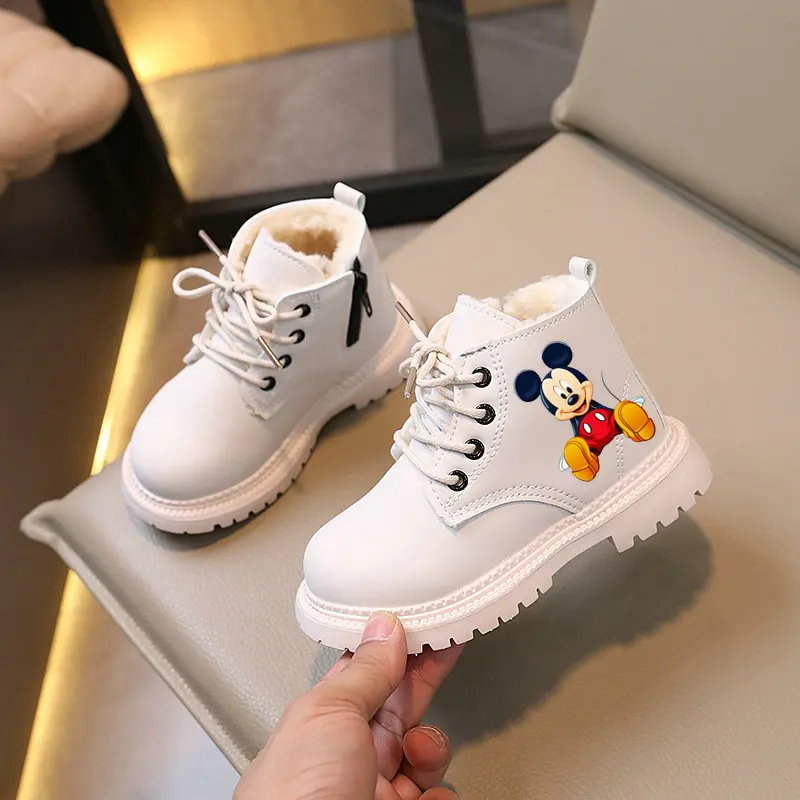 Mickey Kids Snow Boots Winter Ankle Boots Anime Cartoon Children Spring Flat Bottom Warm Boots Toddler Boys Casual Shoes