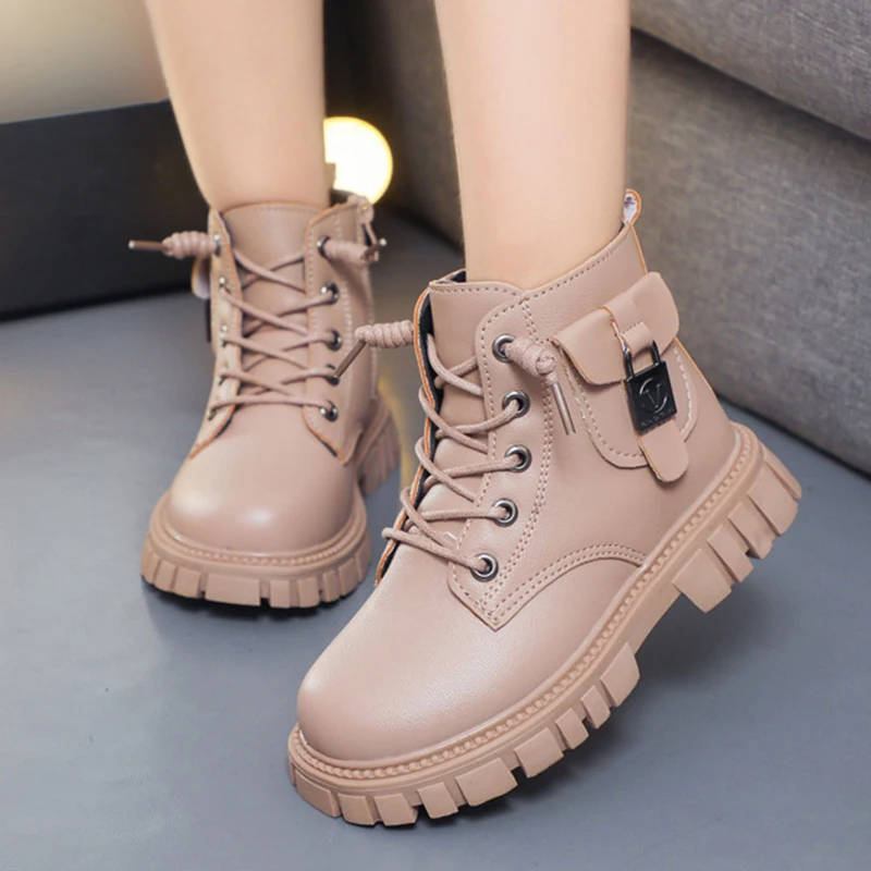 Children Casual Shoes Martens Non-slip Short Boots Ankle Boots Kids Sneakers New Fashion Cotton Shoes for Girls Boots