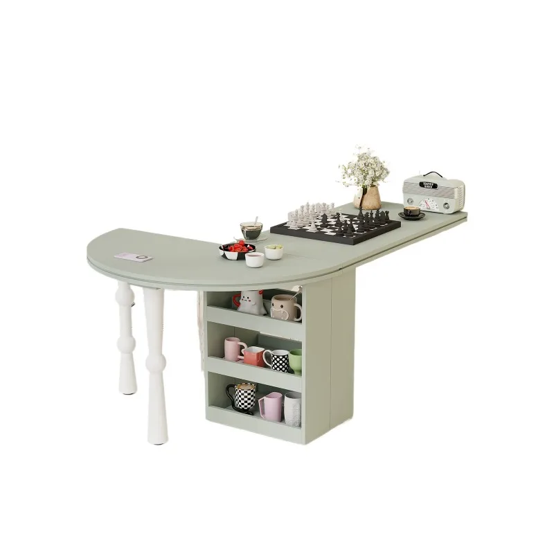 

Green Sun and Moon Table Small Apartment Dining Table Integrated Variable Combination Furniture Cream Wind Living