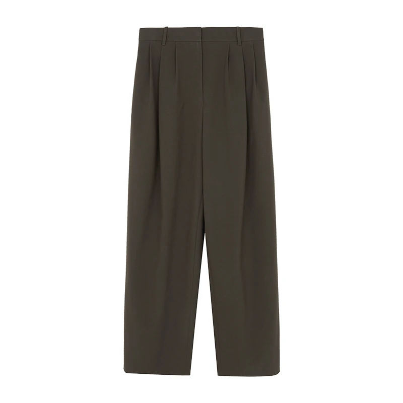 

Брюки с высокой талией K5544 из премиальной шерсти, прямые, для женщин, лето 2025, на молнии, свободный крой