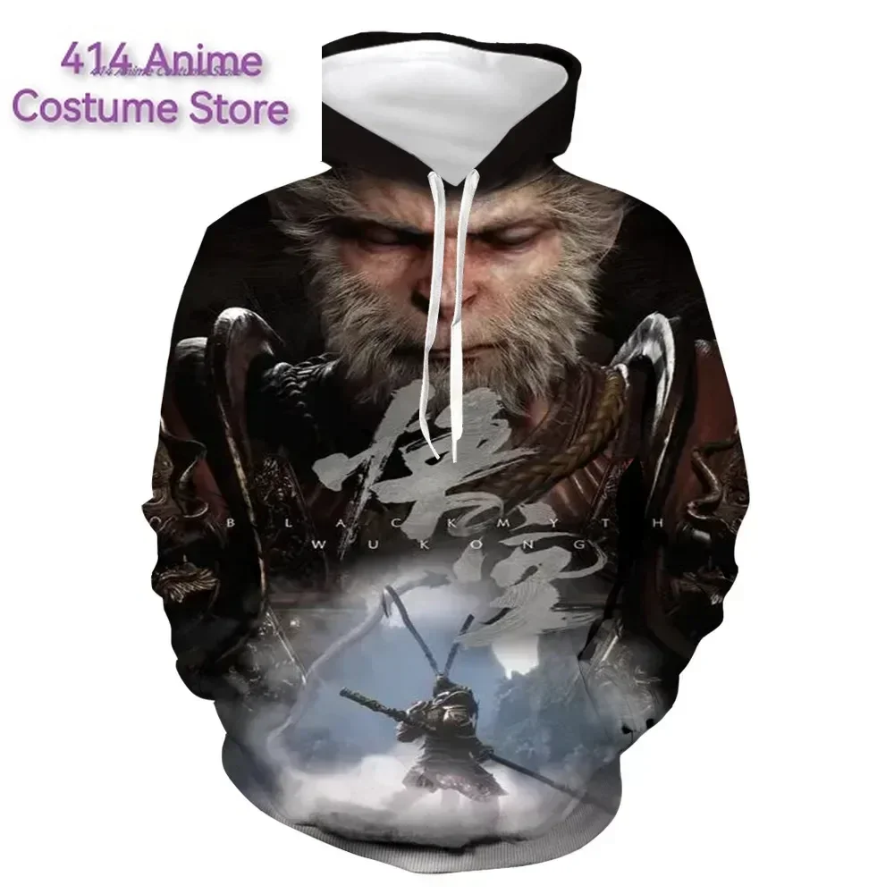 Summer Black Myth Wukong Game Peripheral Hoodie Men's Long Sleeved Outing 3D Printed Hood Sweater Sweatshirt Coat