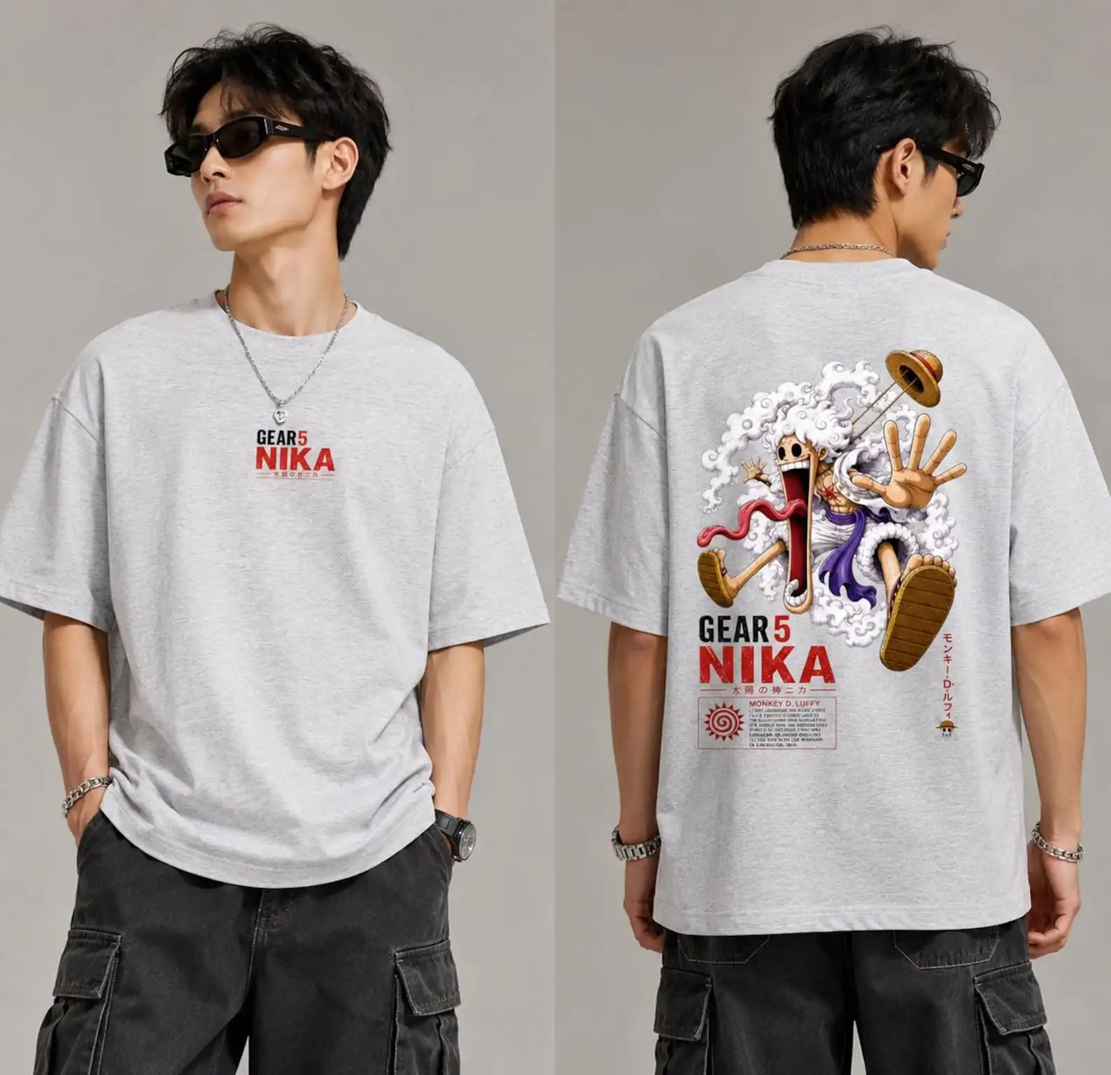 Camiseta con Estampado de Gear 5 Nika Luffy, Camiseta Gráfica de Anime One Piece, Ropa Urbana, Verano 2026, Manga Corta, Informal, para Hombre y Mujer