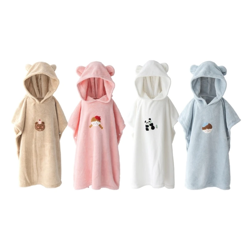 

Bathrobe Hooded Blanket Children Poncho Cartoon Bath Towel for Toddler Newborns