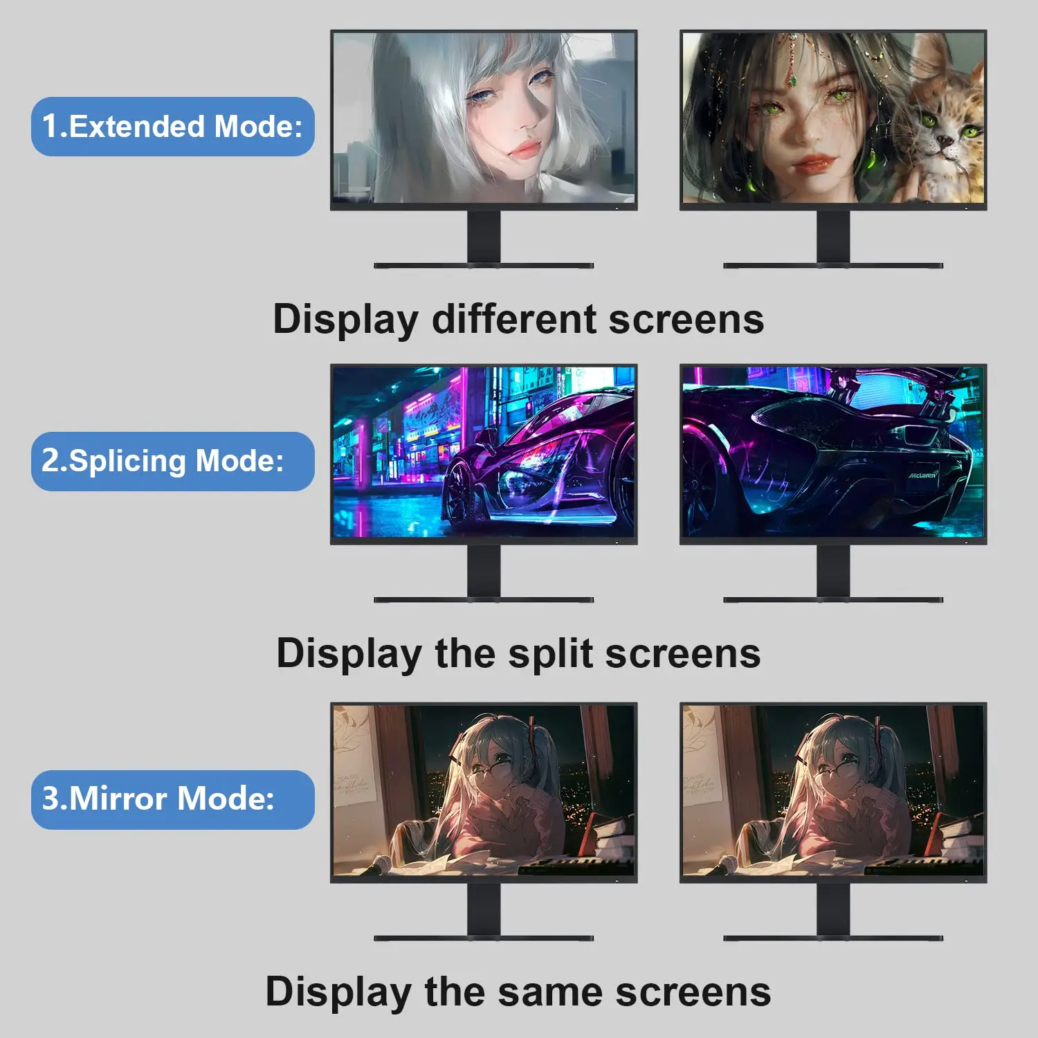 コンピューター用kvmdisplayports、dpデュアルモニター、ディスプレイポート、共有2モニター、3 usb 3.0ポート、オーディオ、マイク、4k、60hz、dp 1.2