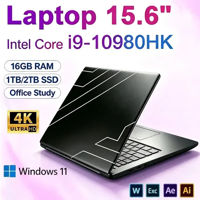 NEW 15.6' LaptopIntel CoreI9-10980HK 32GB 2TB Windows 11 Gaming Computer PC Gamer Office Ultra Slim Notebook 1920*1080 HD