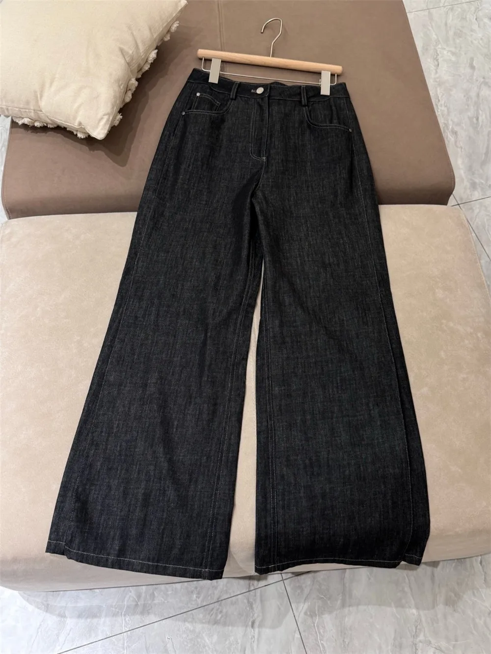 

25 Summer New Women's Thin Cotton Fashion Versatile Elegant Cowboy Wide Leg Pants