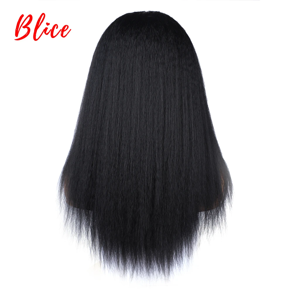 Blice 60CM Long Kinky Straight Synthetic Cosplay V Part Wigs Heat Resistant Black All Color Available For Women 22Inch