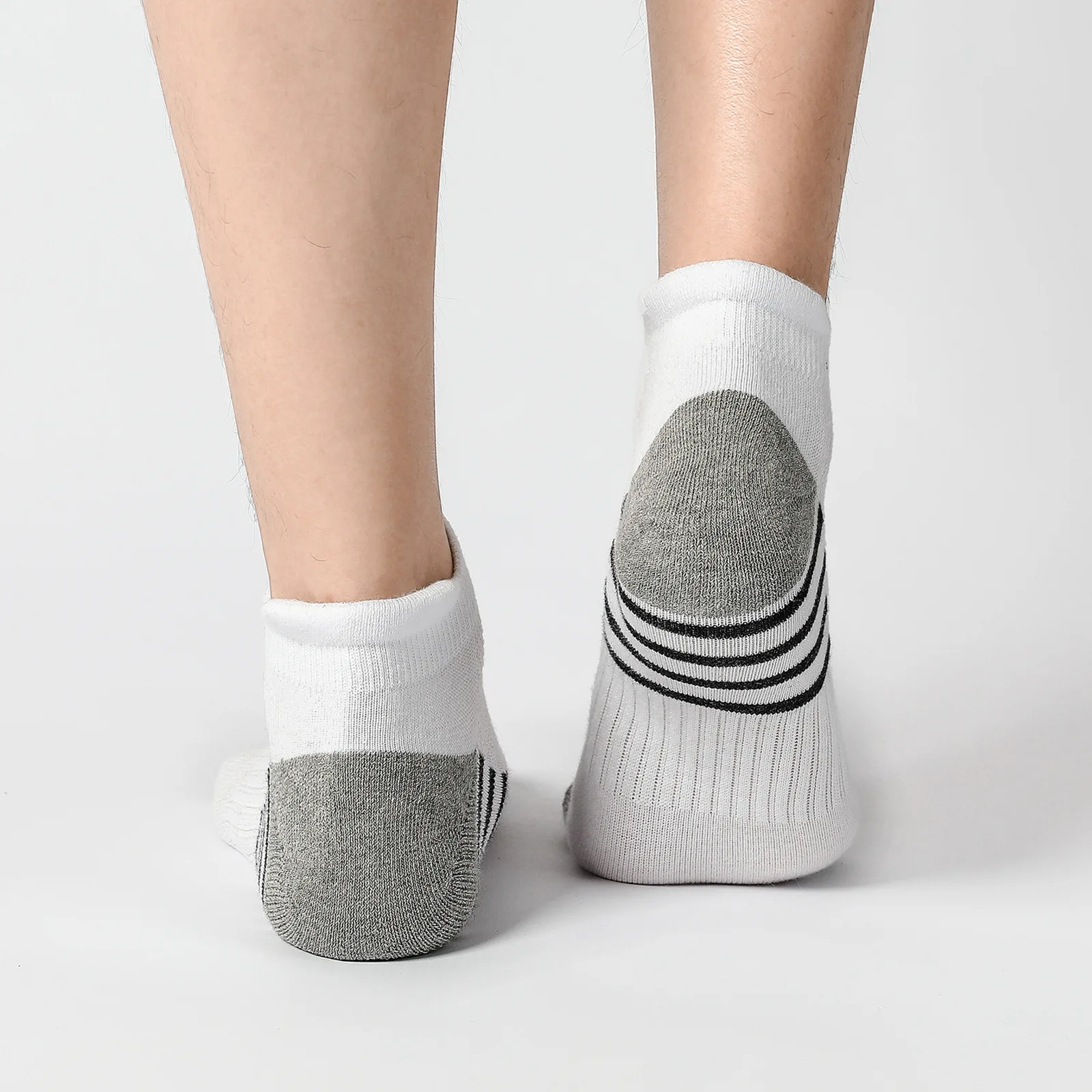 Hochwertige Herren-Sportsocken, atmungsaktiv, bequem, für Outdoor-Freizeitaktivitäten, schwarz/weiß, kurze Socken, Übergröße, 6/12 Paar pro Bestellung – Detail 6