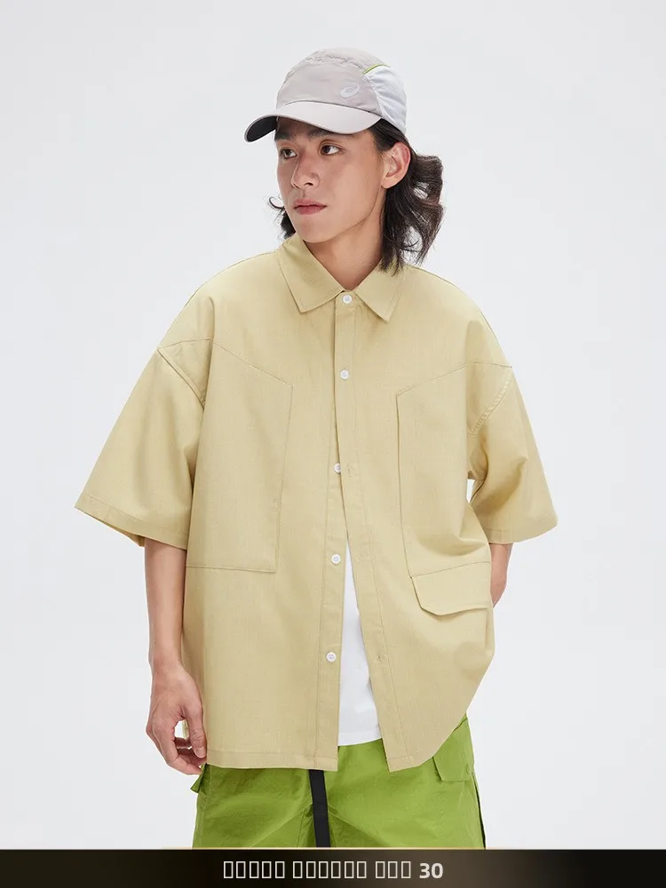 

Японская ретро-рубашка Nted с коротким рукавом, повседневная, летняя, модная, универсальная, свободного кроя, из смесового полиэстера