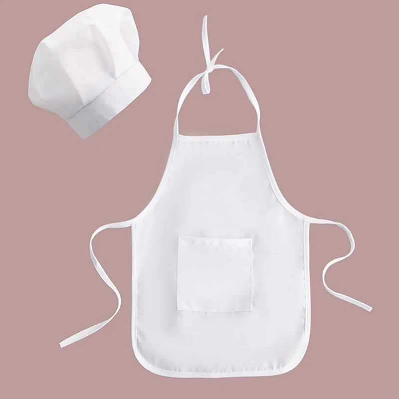 2Pcs Cute Baby Chef Apron Hat for Kids Costumes Chef Baby White Cook Costume Newborn Fancy Photography Prop Hat Apron Accessori