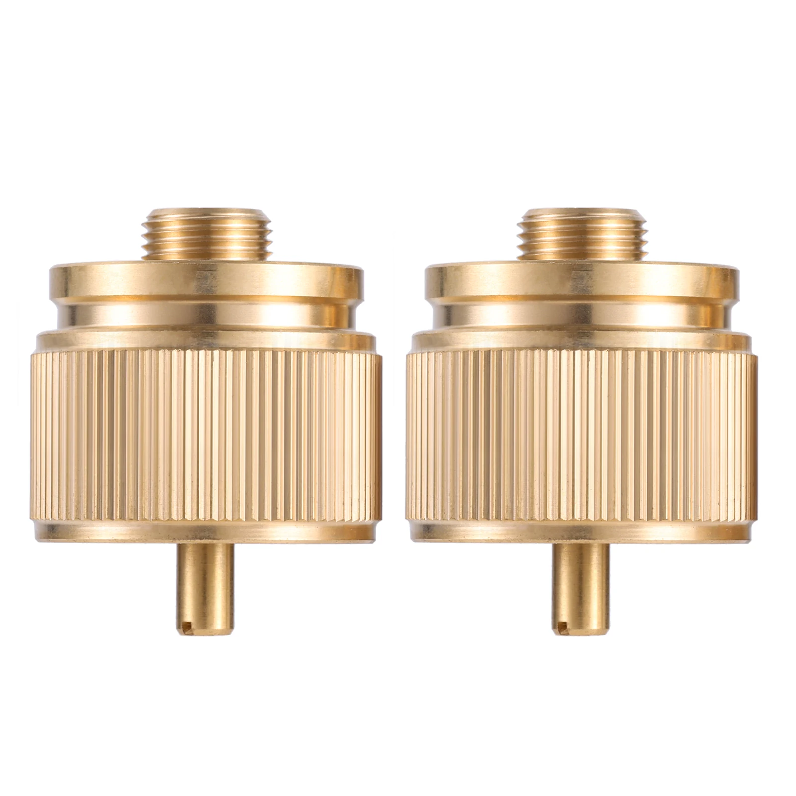 2pcs Propane Gas Camping Stove Adapter 1LB Small Tank Convert to EN417 Bottle Thread 7/16" Brass Adapter for Outdoor Camping