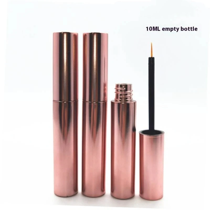 Garrafas vazias de delineador em ouro rosado 10ml, recipientes de tubo de cola para cílios, garrafas líquidas para crescimento de cílios, garrafas recarregáveis de delineador