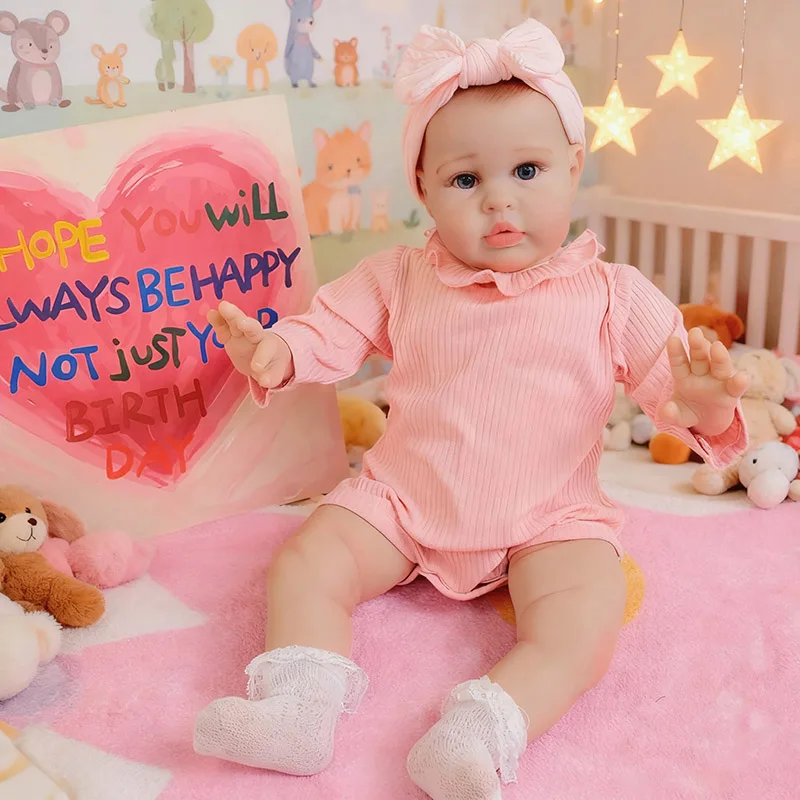 60cm リボーンベビードール エリー 幼児女の子人形 リアルなソフトタッチコットンボディ 安全なおもちゃ 子供向け