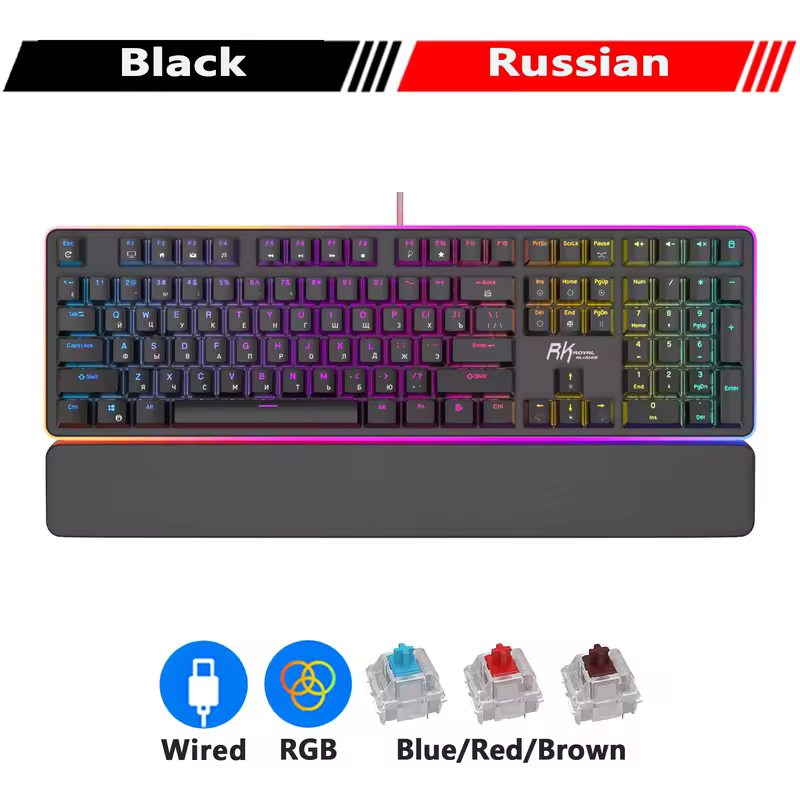 RK ROYAL KLUDGE RK918 RGB Backlight Wired Gaming Mechanical Keyboard 108 Keys Anti-Ghosting with Large LED Sorrounding Side Lamp - Image 13