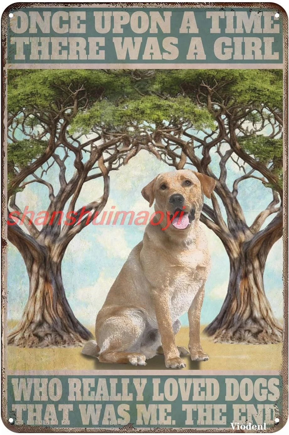 Vintage Tin Sign Once Upon A Time There Was A Girl Who Really Loved Dogs Funny Retro Aluminum Sign For Home Kitchen Office  sign