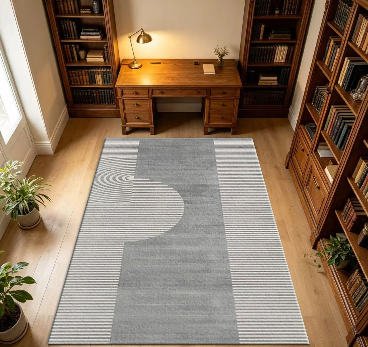 Modern Geometric Line Abstract Area Rug Home Decor Soft Carpet for Living Room Bedroom Study Room Indoor Floor Mat