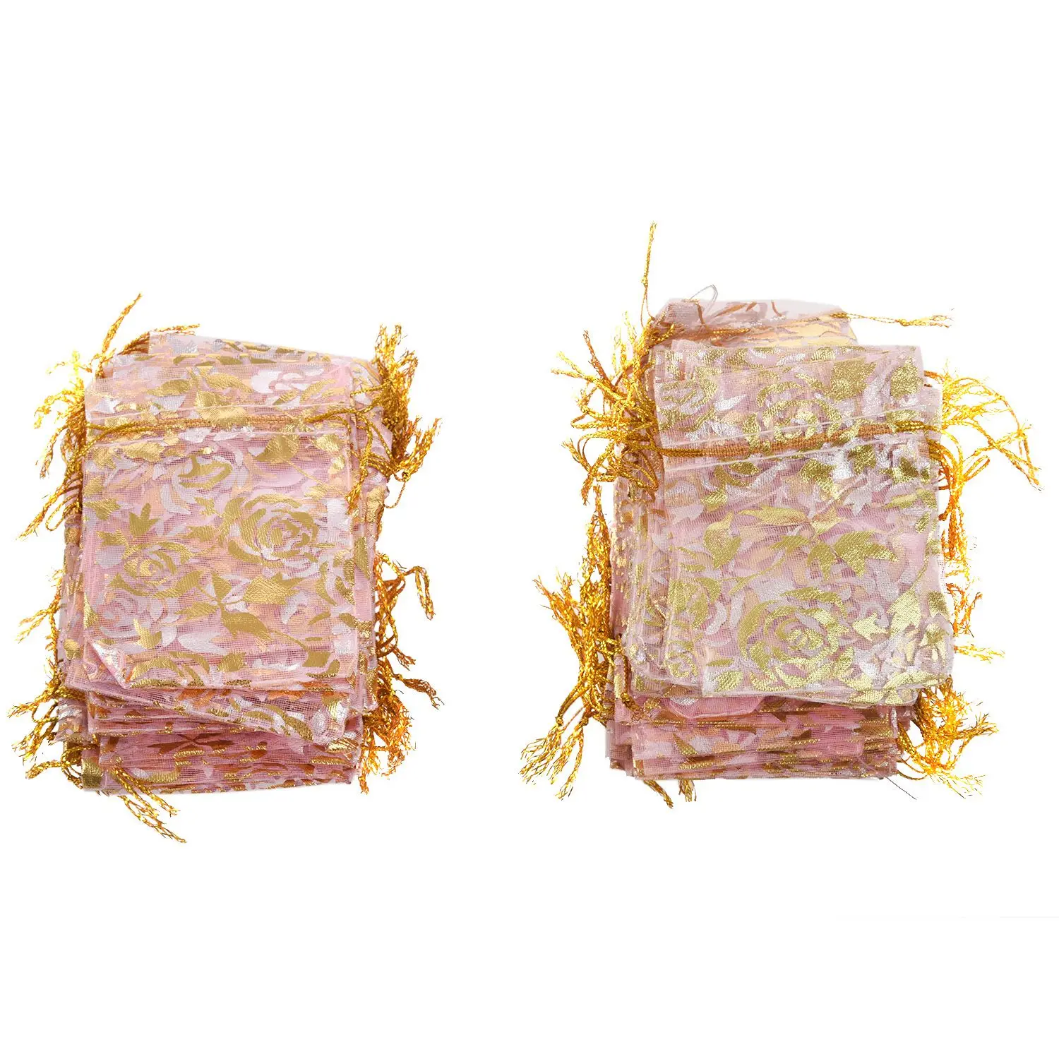 Abqr 100 peças 7x9cm rosa organza cordão presente joias bolsas bolsas casamento natal festa presentes sacos rosa