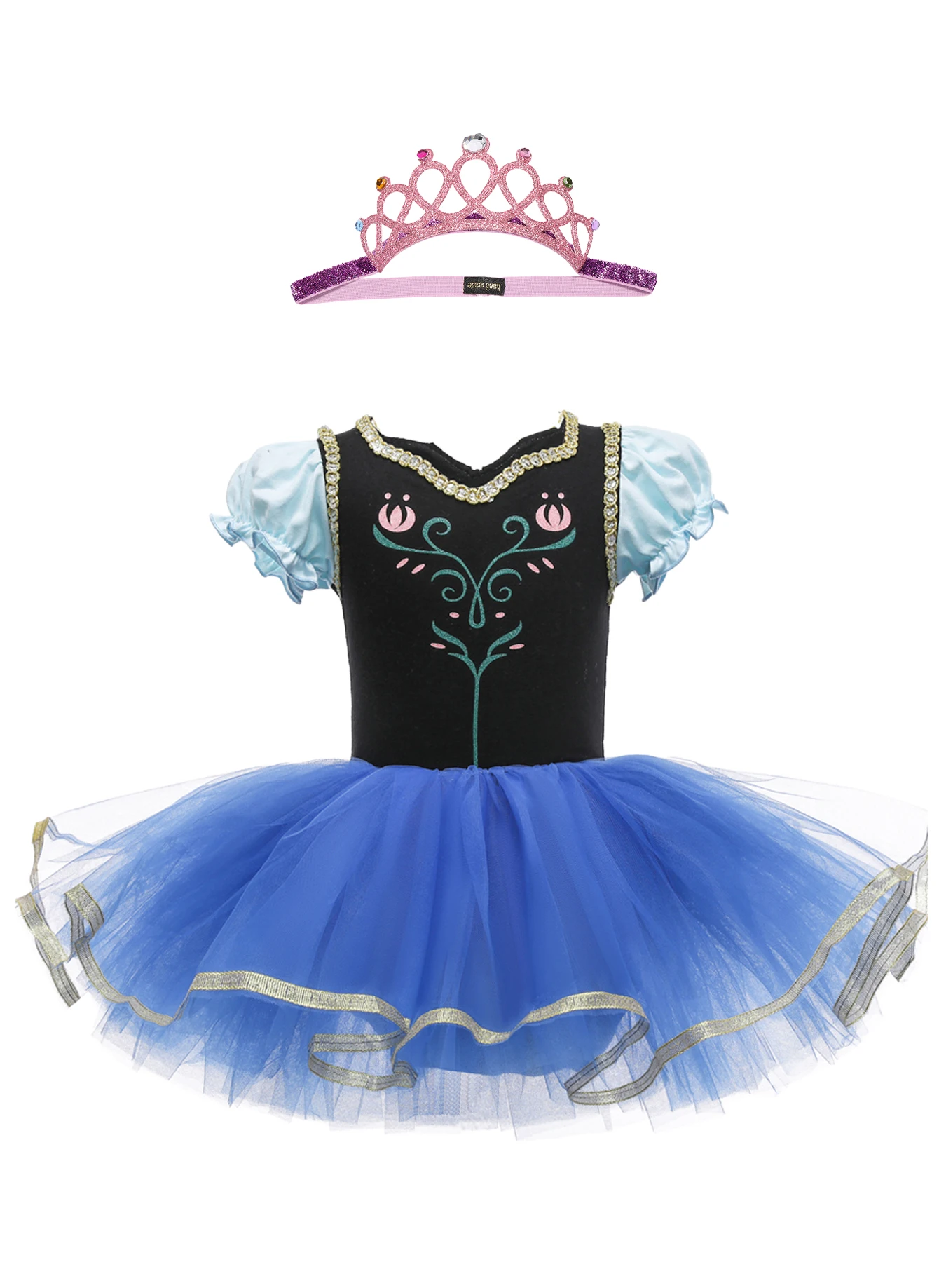 

Girls' Dress Ruched Sleeve Tulle Skirt Ballet Dance Tutu for Halloween Displays and Christmas Concerts Tiara Included