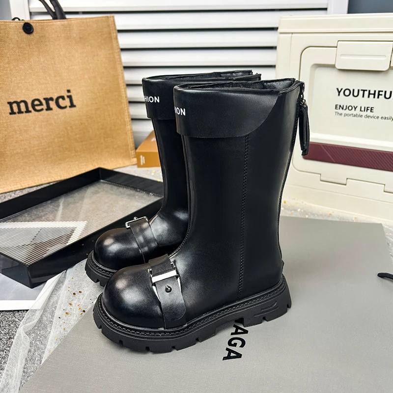 Girls Fleece Lined Knee-High Boots Winter 2026 Princess Classic Riding Boots children's Non-Slip Sole Warm Grippy outsole Boots