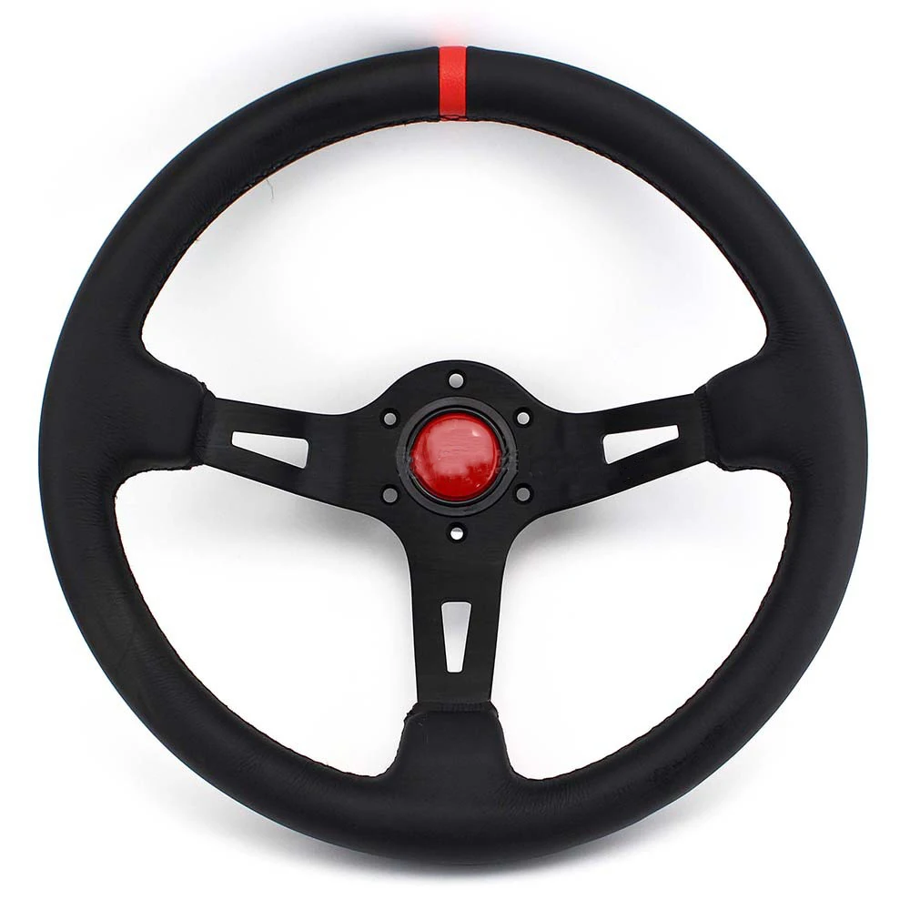 Universal 13 Inch 330MM Modification Steering Wheel Tools Personalized Leather Deep Disc Racing Drift Steering Wheel Accessories