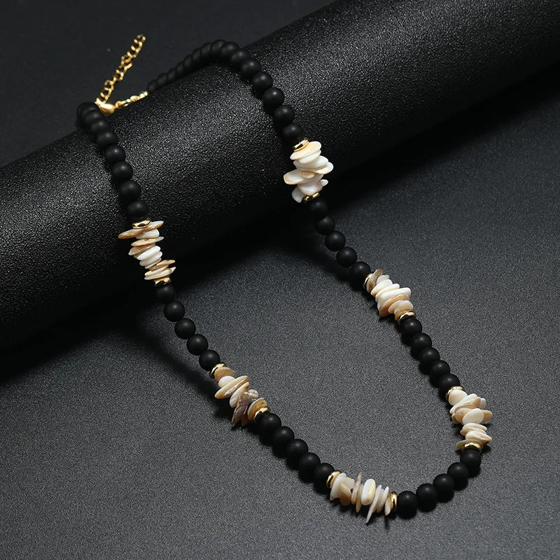 Casual Natural Wooden Necklace Men Apparel Accessories Irregular Stone Coconut Husk Bead 50cm Collar Joias Holiday Homme Jewelry