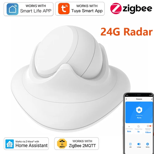 Tuya ZigBee 24G MmWave Radar presencia humana Sensor de movimiento Pro con detección de luminosidad/distancia asistente inteligente para el hogar 2MQTT