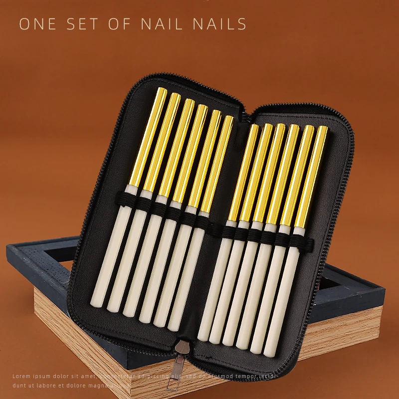 Juego de 12 Uds de Arte de uñas profesional japonés delineador de extensión de Gel UV cepillos planos Kit de pluma de dibujo de pétalos de flores para manicura