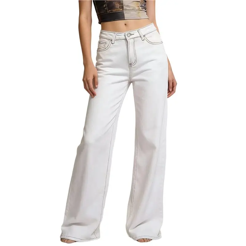 

CYL-Women's Low-Rise Baggy Jeans, High Stretchy Y2K Wide Leg Jeans Straight Leg Denim Pants