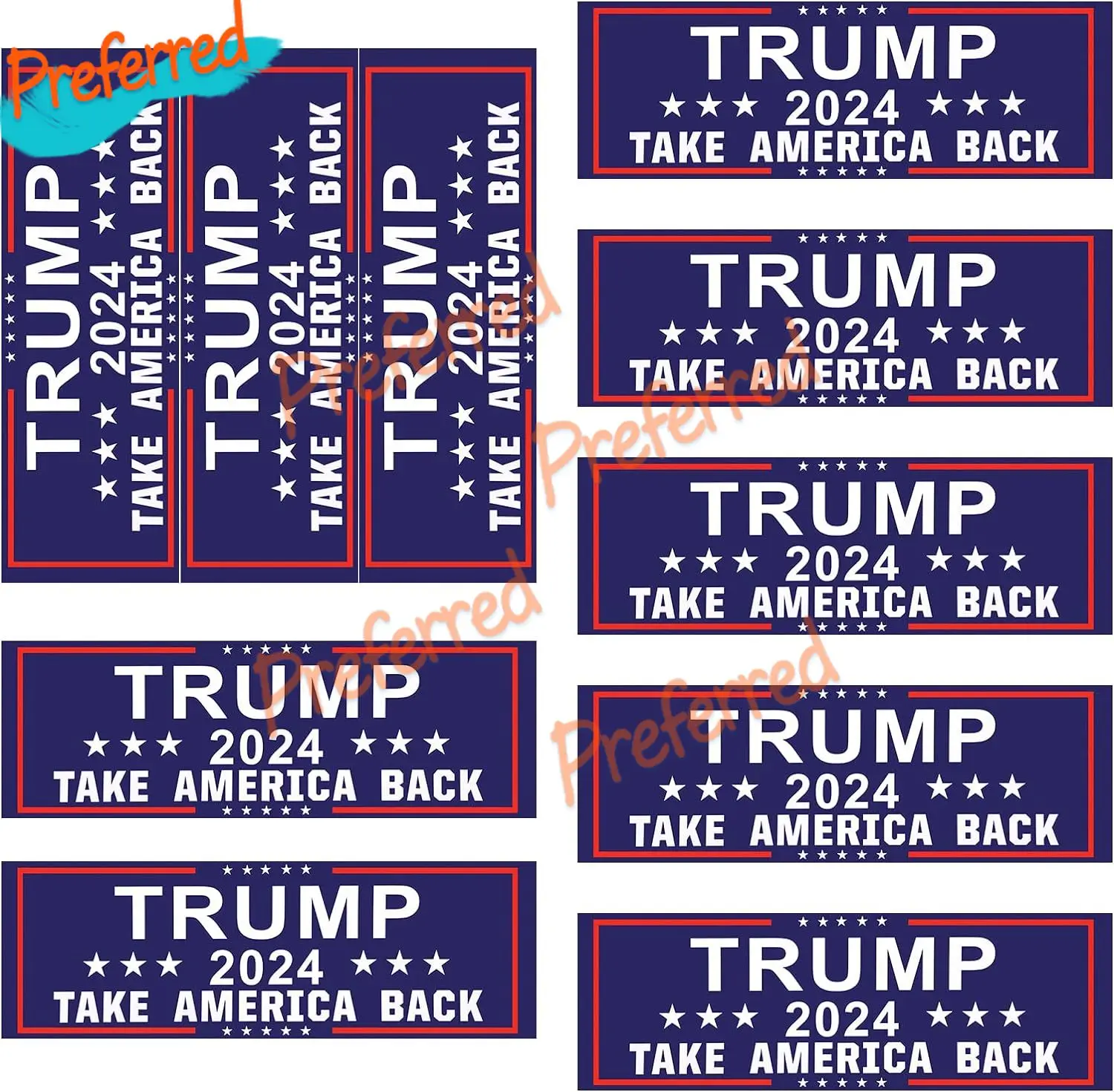 10pcs Set of Trump 2024 Bumper Stickers To Save America Donald