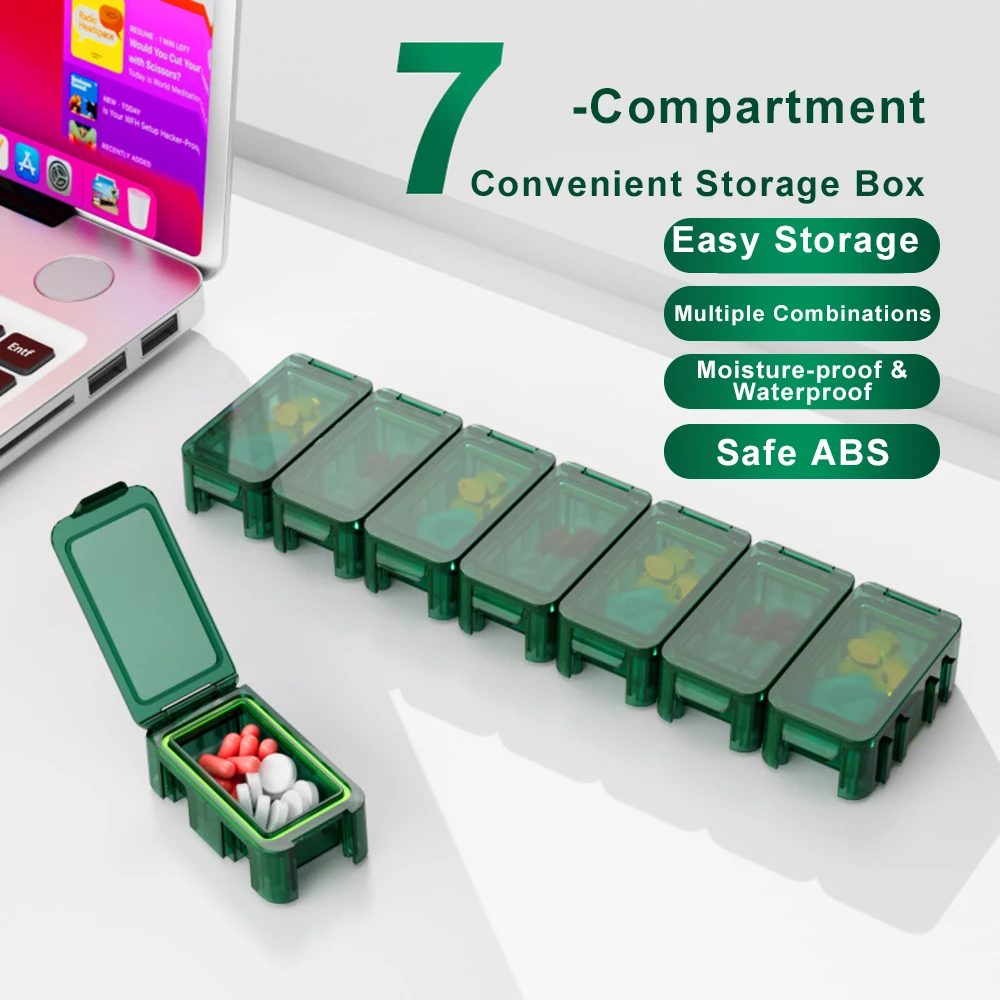 1Pcs Weekly Pill Organizer Protable Pill Cases Box 7 Days Organizer for Medicine Vitamins Travel Pill Container Storage Tablets