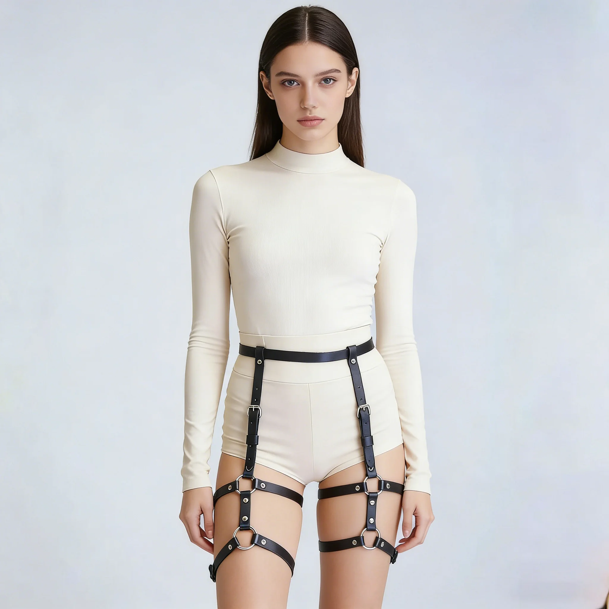 

Многофункциональные женские модные чулки с подвязками на бедрах в стиле панк из искусственного материала — регулируемая повязка на бедро | Модные аксессуары