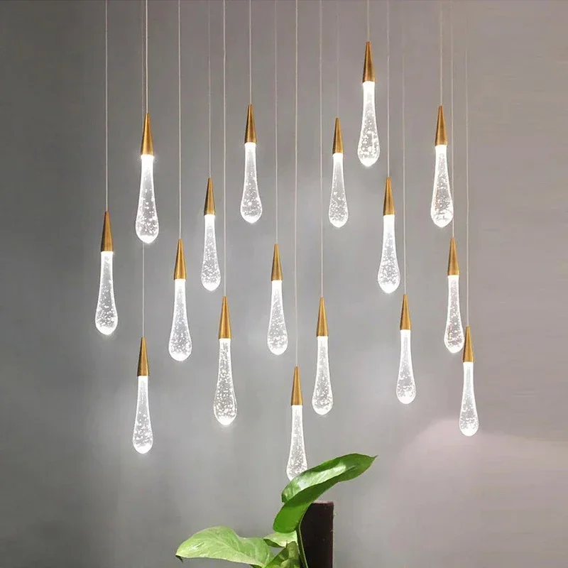 

Modern Crystal Glass Led Pendant Lights Hanglamp Drop Light Restaurant Bar LOFT Art Pendant Lamp Staircase Lamps Room Decor