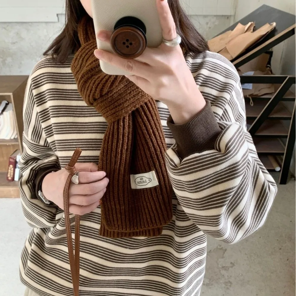 

Зимняя мода, однотонный женский вязаный шарф, ветрозащитный чехол для шеи, длинные шарфы, утолщенные мягкие термотеплые шарфы для шеи