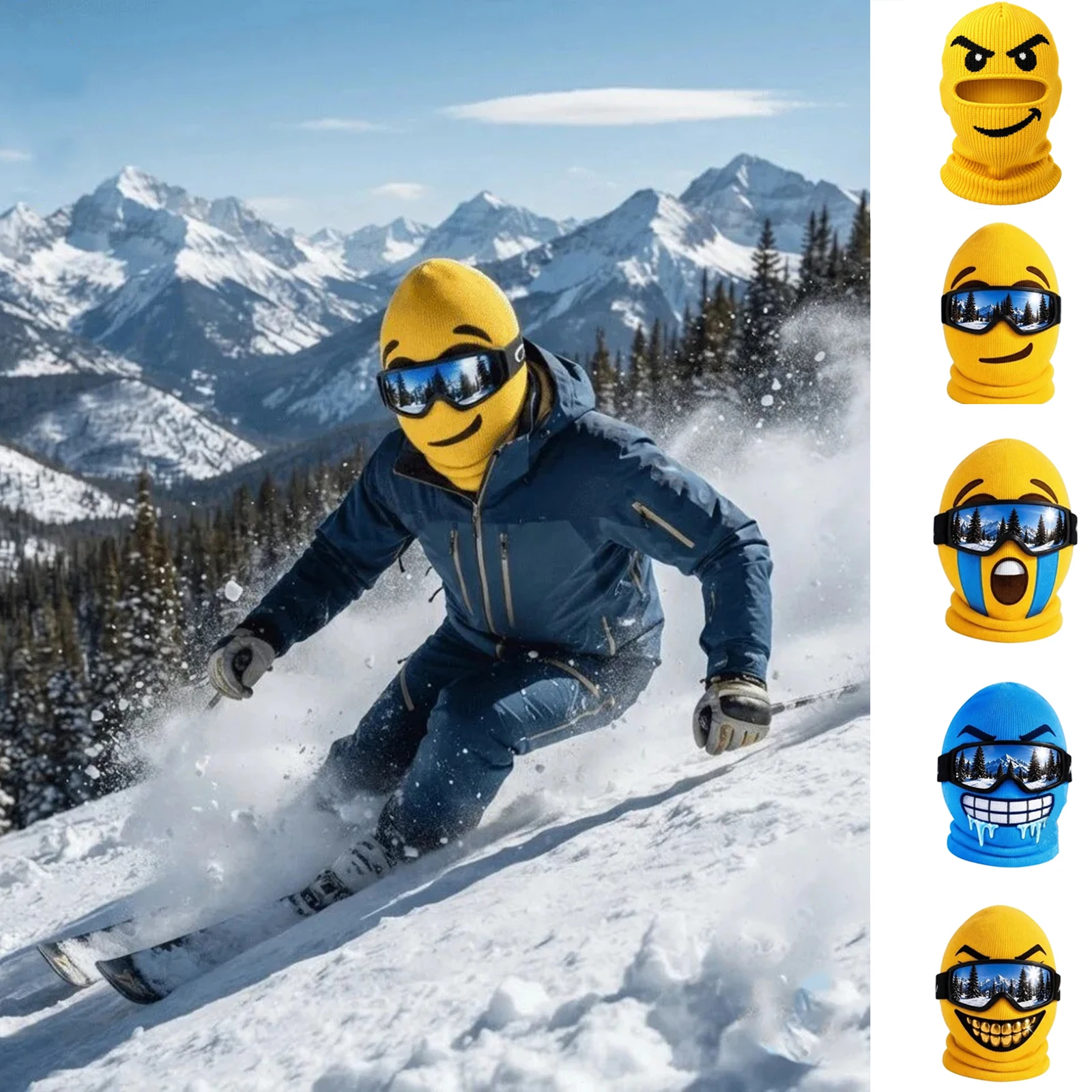 3D Print Funny Realistic Ski Mask Winter Windproof Face Cover Hat Full Face Balaclava Outdoor Sports Cycling Snowboard Headgear
