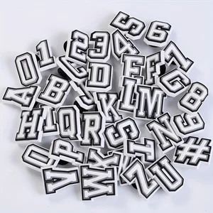 Schwarz -Weiß -Alphabet -Schuhcharm, PVC -Schuhzubehör für Crocs, Armband, Slipper, DIY -Accessoires, Geschenke für die Weihnachtsfeier, 1PC 12 Hauptverkaufsverzierungen zur Dekoration von Hausschuhen - №11