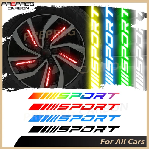 4 Uds pegatinas deportivas pegatinas luminosas para ruedas de coche pegatinas reflectantes decoración de ruedas de Color fluorescente pegatina nocturna para motocicleta