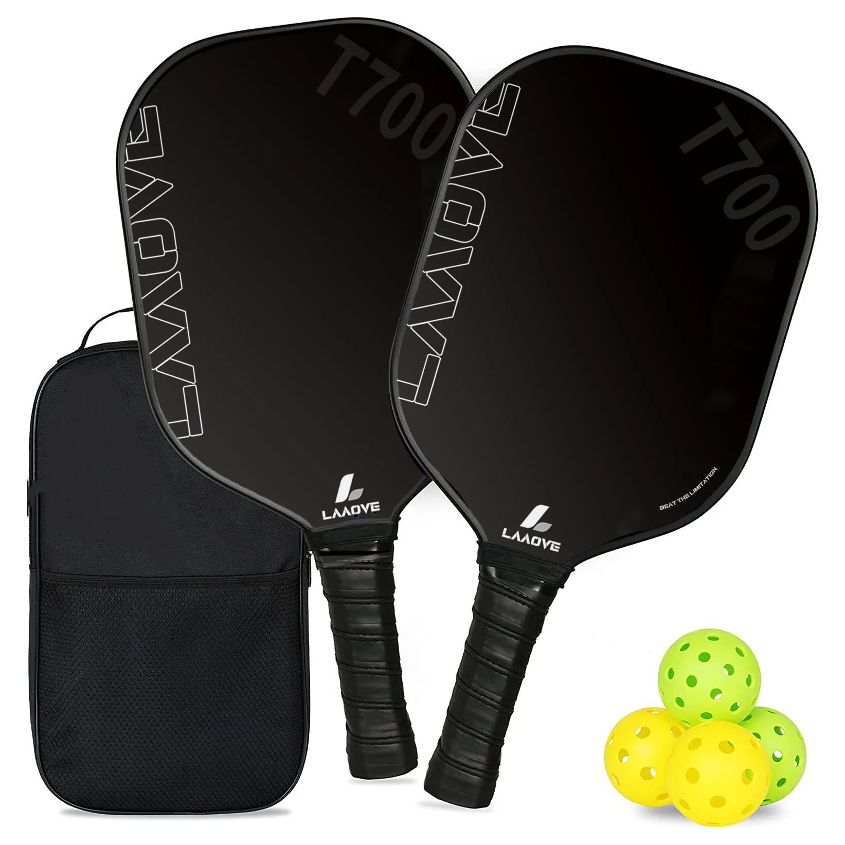 LAAOVE Pickleball Paddle Carbon Surface High Grit & Spin USAPA Compliant Enhanced Power Sweet Spot T700 Raw Carbon Fiber Paddle