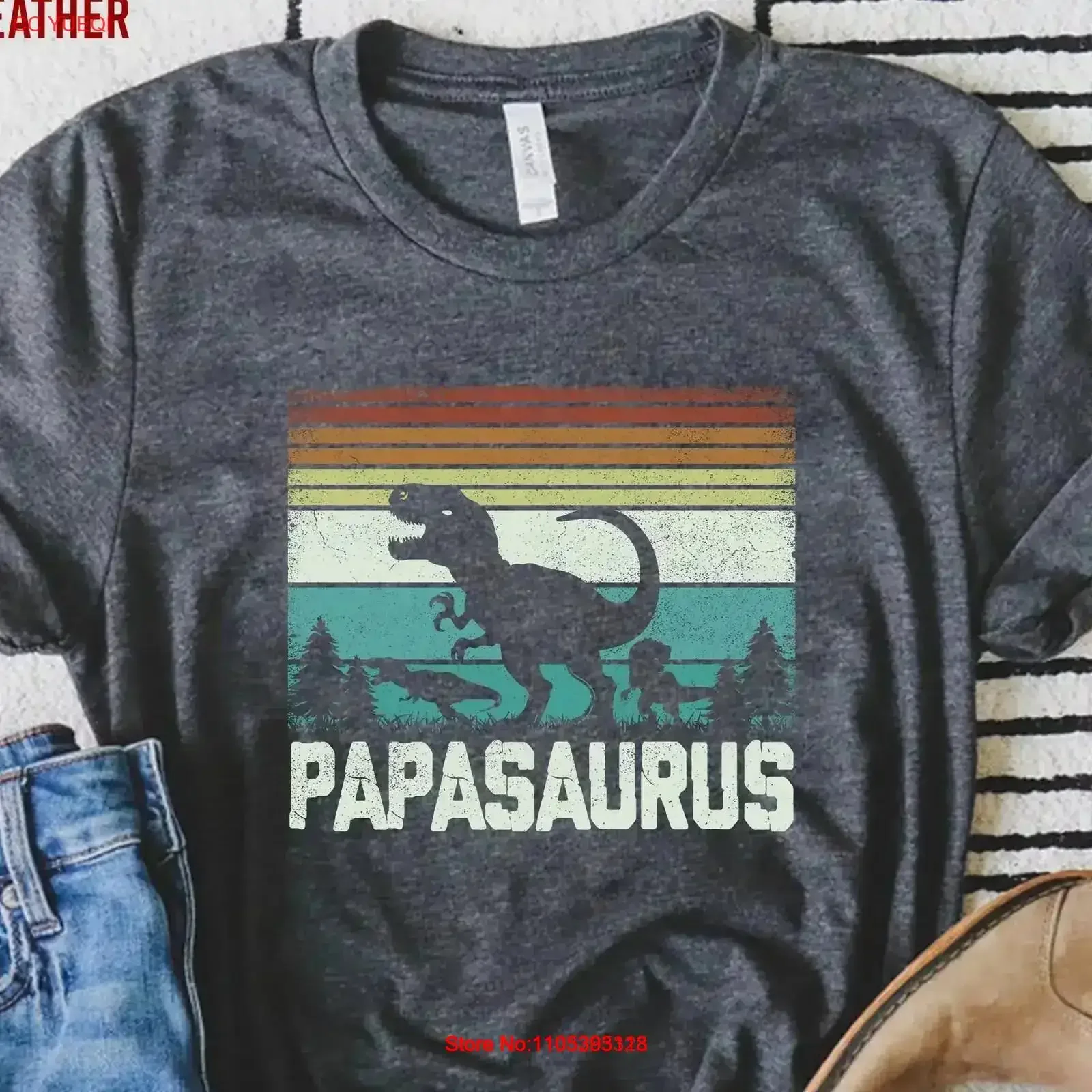 Papa Saurus T Shirt Dinosaur Lover Dad Fathers Day Birthday vintage Washed designer clothes fashion graphic Stretched vintage