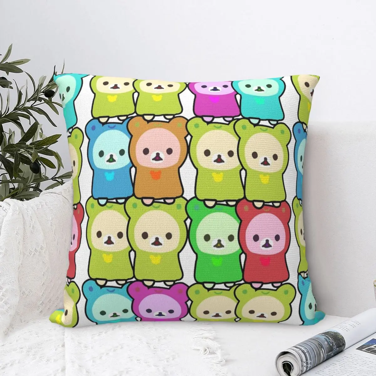 Rilakkuma Pillowcase Polyester Cushion Cover Decor Korilakkuma Frog Pillow Case Cover Home Square 18'