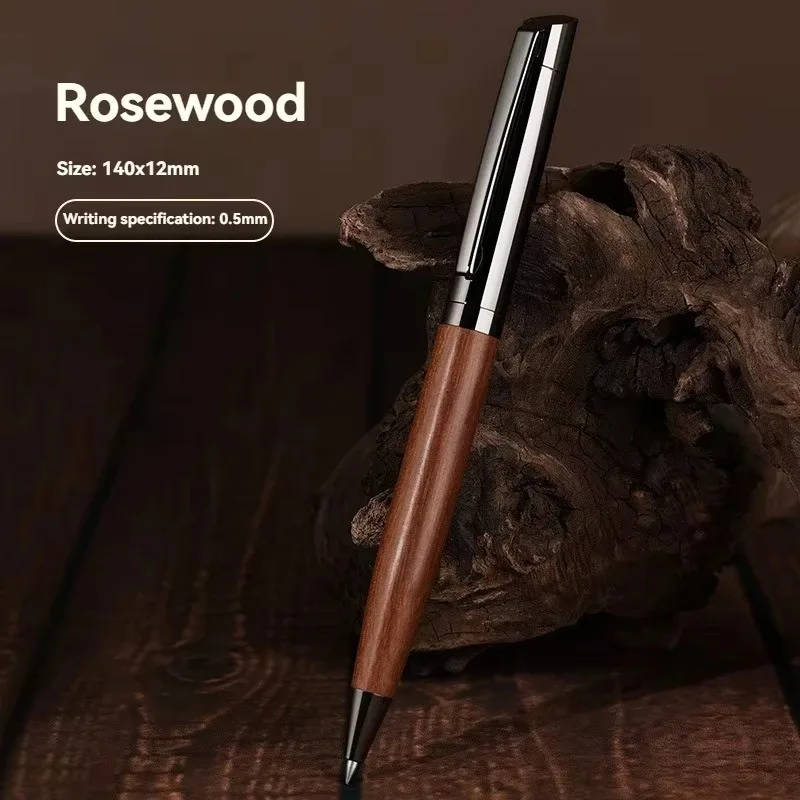 1 Set Premium Metall-Kugelschreiber mit Holzkörper für Glattes Schreiben und Hochwertiges Design - Schwarze Tinte - Büro - Mit Etui