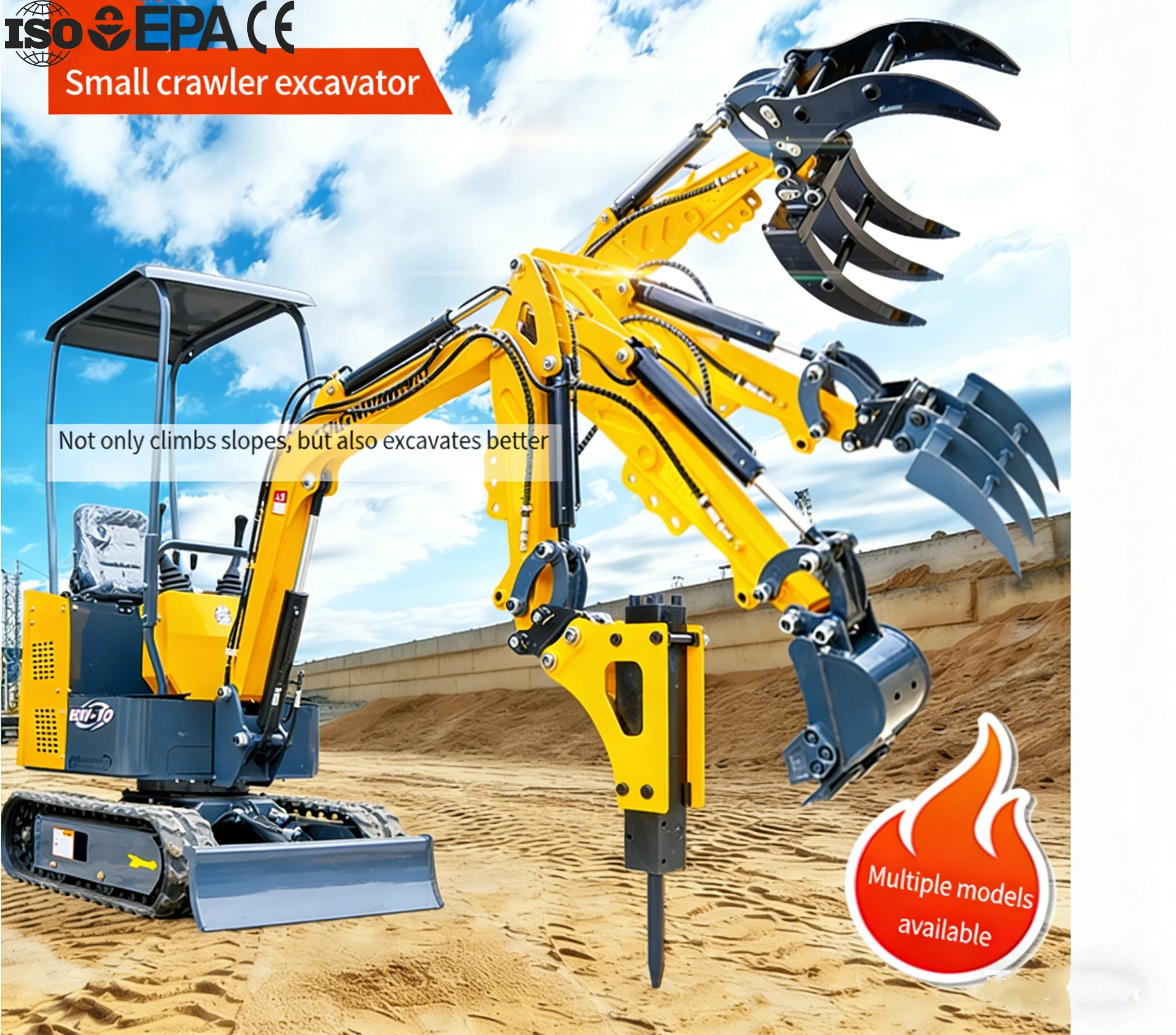 

1.2 Ton Mini Excavator | 1 Ton Tracked Mini Digger EURO 5 Kubota Engine Customized Fast Delivery EURO 5 Mini Crawler Excavator